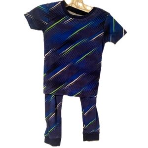Striped Navy and Green Kids Pajama Set